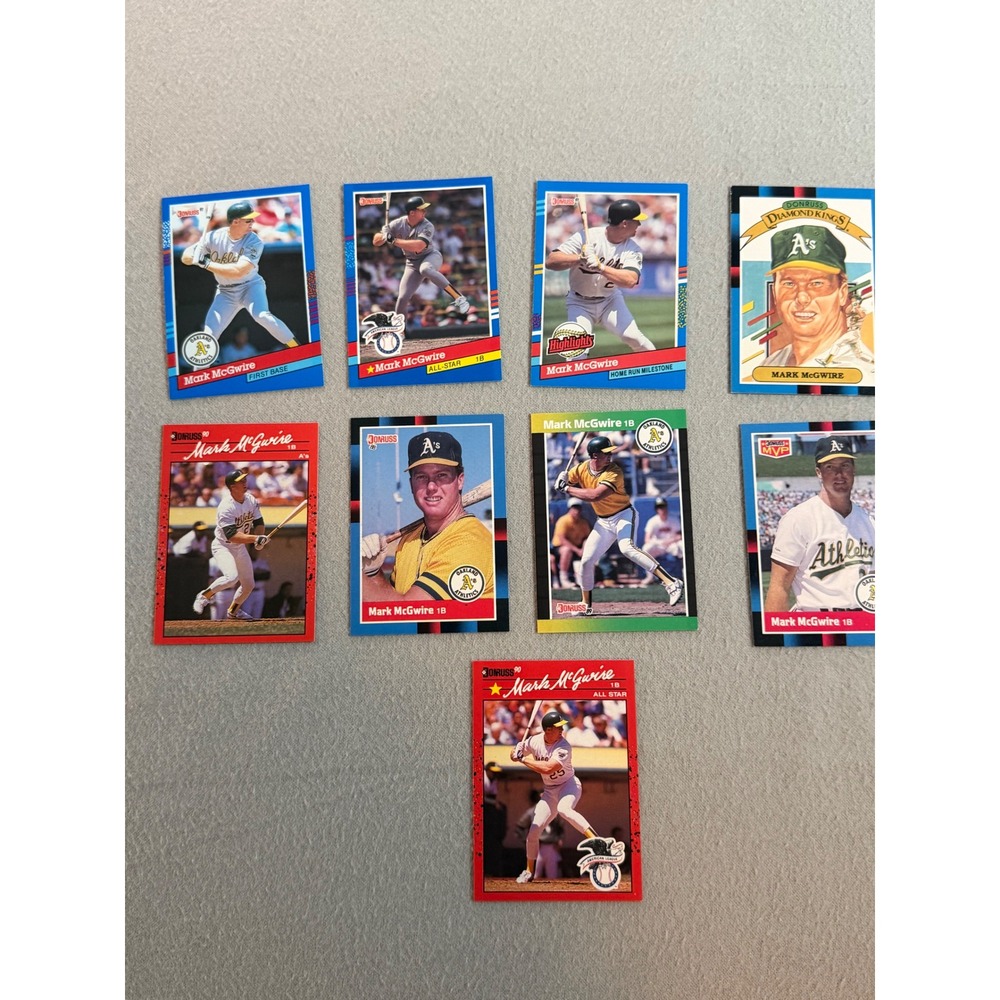 Mark McGwire Donruss Baseball Card Lot 9 Oakland A's Mixed Years Raw Vintage